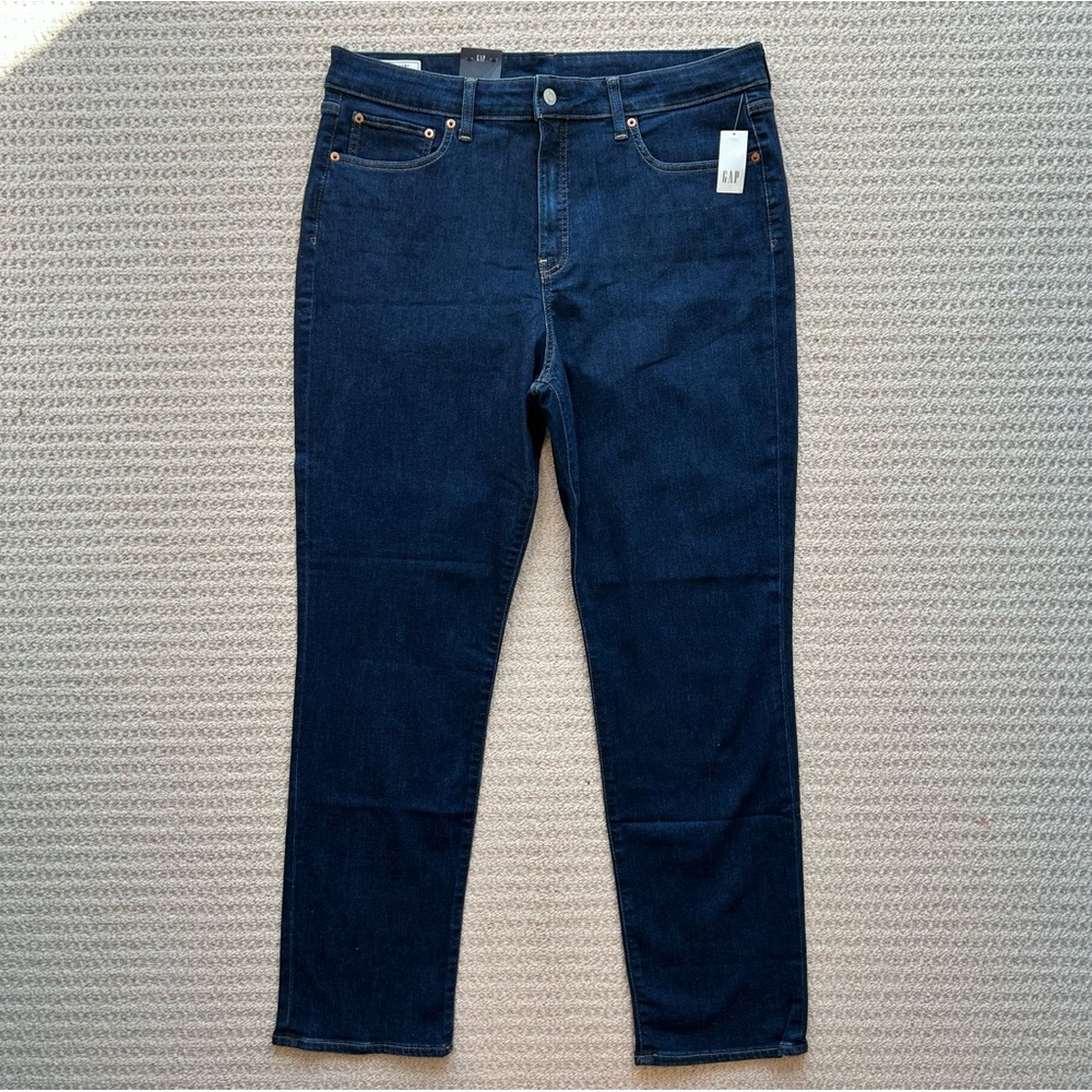 GAP Classic Dark Wash High Rise Straight Jeans Size 34/18